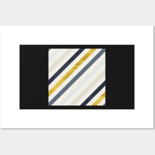 Diagonal Stripes in Blue and Gold Posters and Art